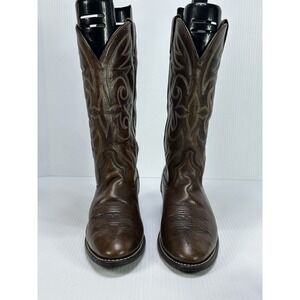 Vintage ACME Western Cowboy Boots Men's Sz 11D Brown Leather Pull On Made In USA